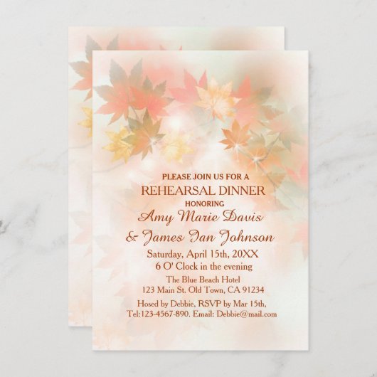 秋の霧のリハーサルのディナー招待状 招待状 (正面/裏面)