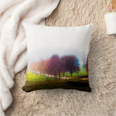 秋の霧の多い草地 クッション (ブランケット)