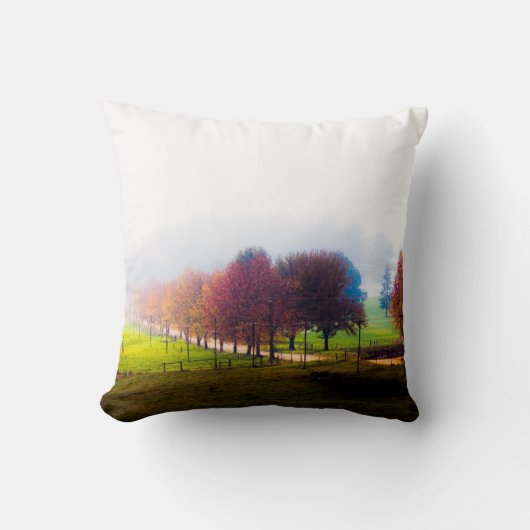 秋の霧の多い草地 クッション (正面)