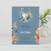 秋の青とオレンジの南瓜 牡丹 ブライダルシャワー 招待状 (スタンド正面)