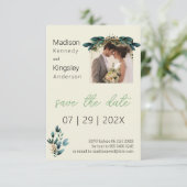 秋の青と金ゴールドのフローラ日付の写真を保存 セーブザデート (スタンド正面)