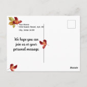 秋の青素朴いトラックの友達がポットラックを ポストカード (裏面)