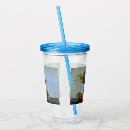 秋の静かな生活カボチャ、花 アクリルタンブラー (左)