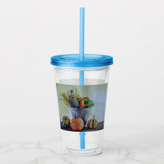 秋の静かな生活カボチャ、花 アクリルタンブラー