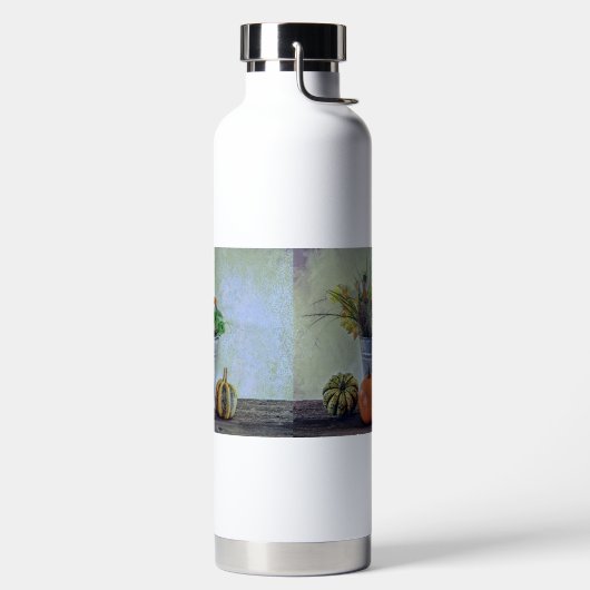 秋の静かな生活カボチャ、花 ウォーターボトル (左面)