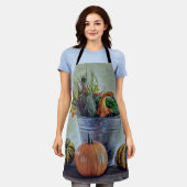 秋の静かな生活カボチャ、花 エプロン (着用した状態)