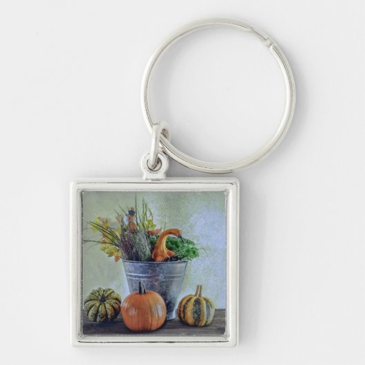 秋の静かな生活カボチャ、花 キーホルダー (正面)