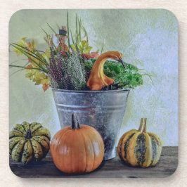秋の静かな生活カボチャ、花 コースター