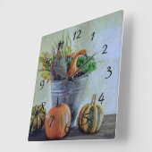 秋の静かな生活カボチャ、花 スクエア壁時計 (傾斜)