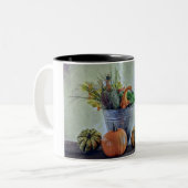 秋の静かな生活カボチャ、花 ツートーンマグカップ (正面左)