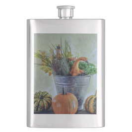 秋の静かな生活カボチャ、花 フラスク