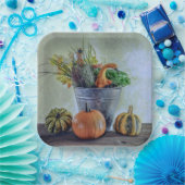 秋の静かな生活カボチャ、花 ペーパープレート (パーティー)