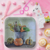 秋の静かな生活カボチャ、花 ペーパープレート (パーティー)