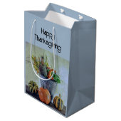 秋の静かな生活カボチャ、花 ミディアムペーパーバッグ (裏面アングル)