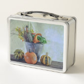 秋の静かな生活カボチャ、花 メタルランチボックス (裏面)