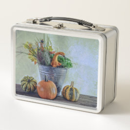 秋の静かな生活カボチャ、花 メタルランチボックス