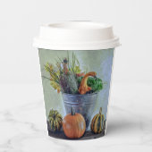 秋の静かな生活カボチャ、花 紙コップ (裏面)