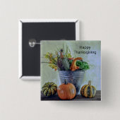 秋の静かな生活カボチャ、花 缶バッジ (正面&裏面)