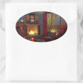 秋の静けさのステッカー 楕円形シール (バッグ)