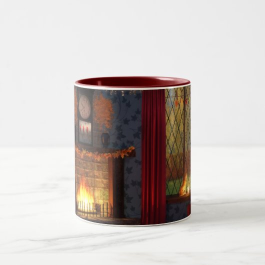 秋の静けさのマグカップ ツートーンマグカップ (中央)