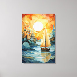 秋の静寂：抽象芸術水彩秋 キャンバスプリント