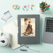 "秋の静思" 日本の着物姿の猫の芸術 シール (iPadカバー)