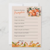 秋の願いカボチャ赤ちゃんシャワーアドバイスカード 招待状 (正面)