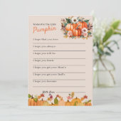 秋の願いカボチャ赤ちゃんシャワーアドバイスカード 招待状 (スタンド正面)