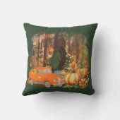 秋の風情、かぼちゃを積んだ車 クッション (裏面)