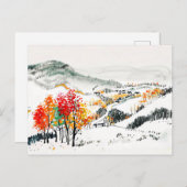 秋の風景とマウンテンビレッジ ポストカード (正面/裏面)