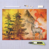 秋の風景と大きなアントラーバックデコップページ 薄葉紙 (クラフト)