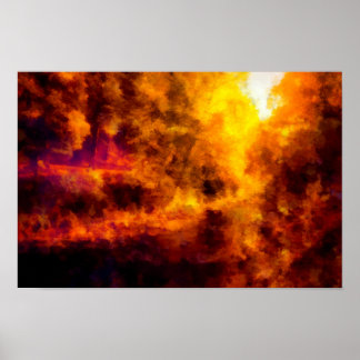 秋の風景の色を川が流れる ポスター