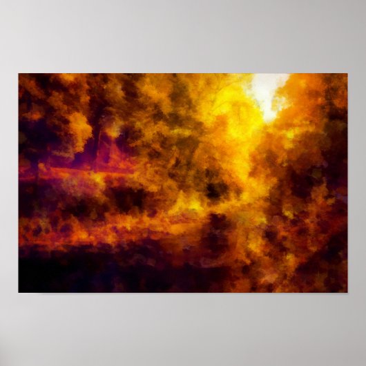 秋の風景の色を川が流れる ポスター (正面)