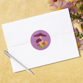 秋の風景キノコ ラウンドシール