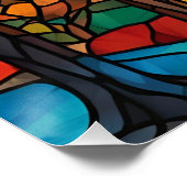 秋の風景染色ガラスイラストレーション ポスター (コーナー)