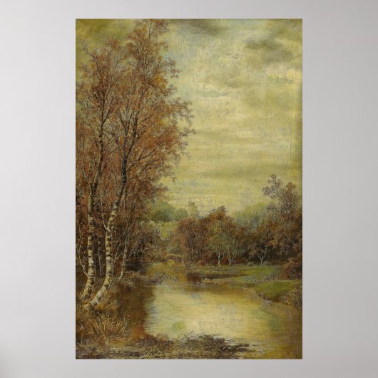 秋の風景秋の木々絵画のヴィンテージ ポスター (正面)