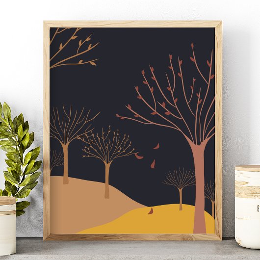 秋の風景秋葉の落木 ポスター