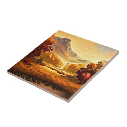 秋の風景絵画の1 タイル (側面)