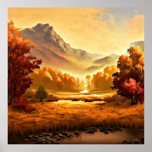 秋の風景絵画の1 ポスター (正面)