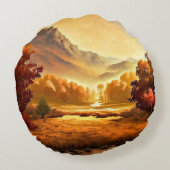 秋の風景絵画の1 ラウンドクッション (裏面)