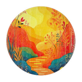 秋の風景芸術 カッティングボード