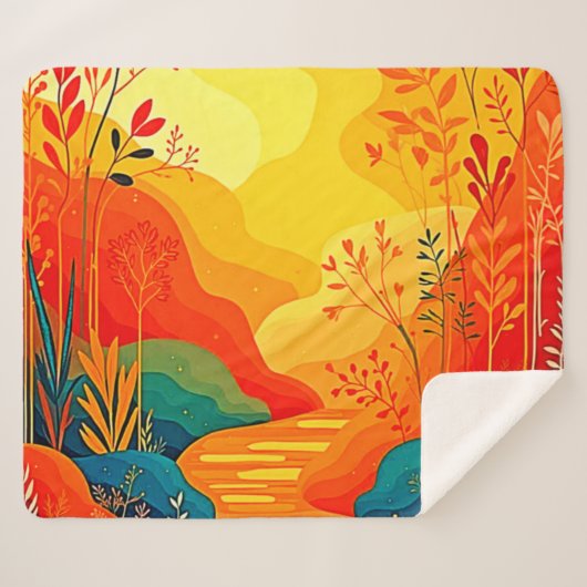 秋の風景芸術 シェルパブランケット (正面(横))