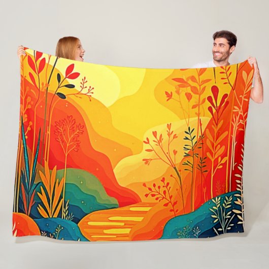 秋の風景芸術 フリースブランケット (インサイチュ)