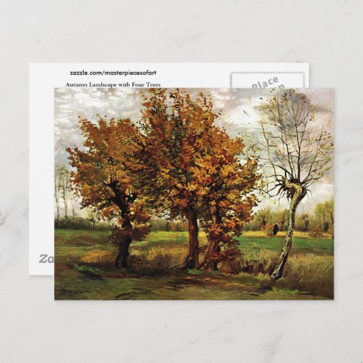 秋の風景4つの木ファンゴッホファインアート ポストカード (正面/裏面)