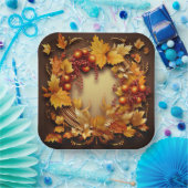 秋の風景：リース収穫 ペーパープレート (パーティー)