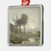 秋の風景(ヴィンテージオランダアート) (オランダ) メタルオーナメント (左)