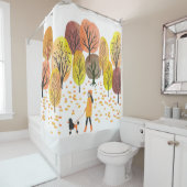 秋の風景。水彩ヴィンテージイラストレーション  シャワーカーテン (インサイチュ)