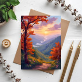秋の風景 水彩 紅葉 カード 
