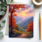 秋の風景 水彩 紅葉 カード 