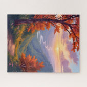 秋の風景 水彩 紅葉 絵画 ジグソーパズル (横)